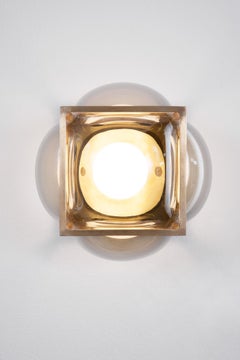 Bulle Light Lg with Handblown Glass in Solid Brass Sconce or Flush Mount