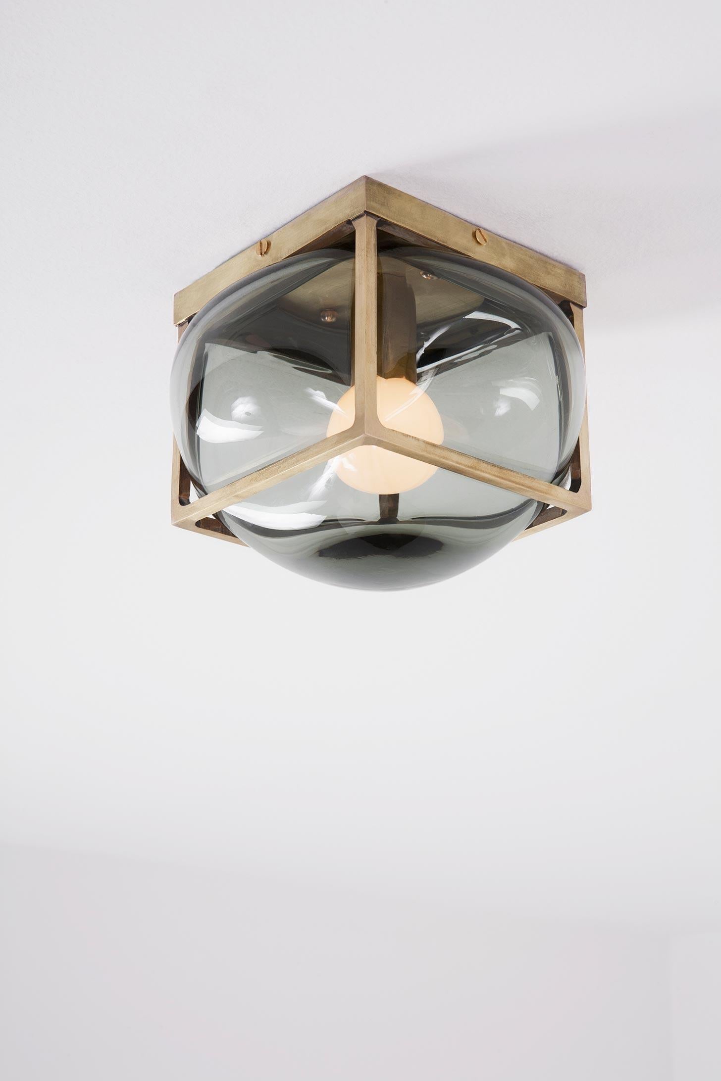 Bulle Light Small Handblown Glass Solid Brass Sconce or Flushmount In New Condition For Sale In Los Angeles, CA