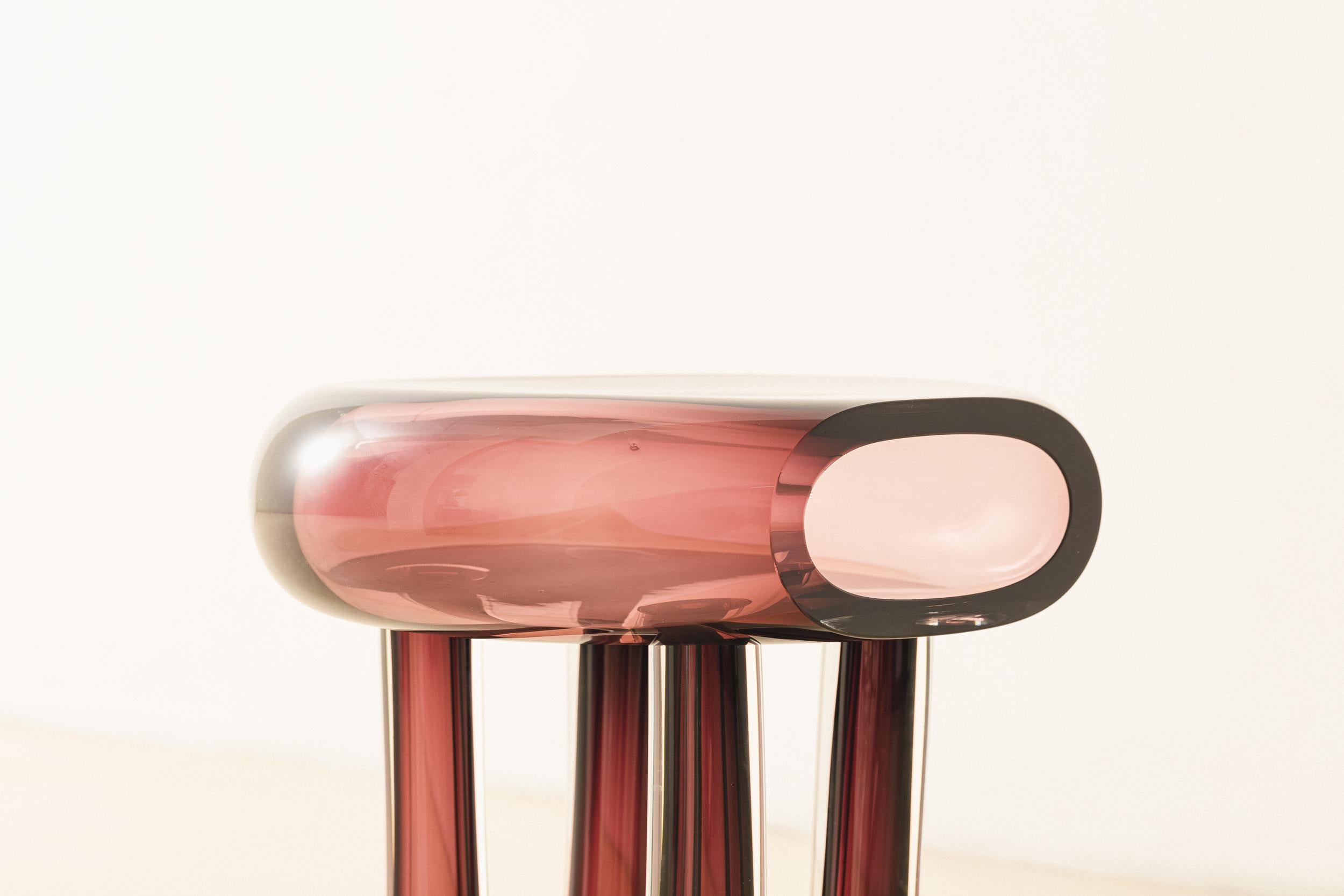Blown Glass Bulle Side Table by Lucas Recchia, Contemporary Brazilian Design For Sale