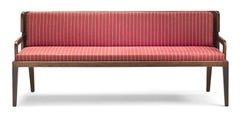 BULLE Striped Red Small Sofa in Solid Oak and Metal Details