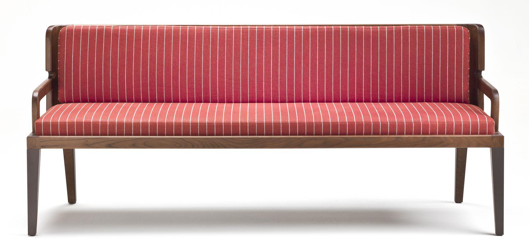 BULLE Sofá pequeño a rayas rojas en roble macizo y detalles metálicos Italiano en venta