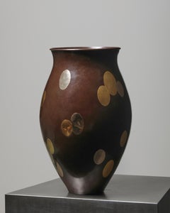 Bulle Vase, Hand-Hammered Silver with Bronze Patina and 24K Gold Leaf