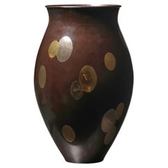 Bulle Vase, Hand-Hammered Silver with Bronze Patina and 24K Gold Leaf