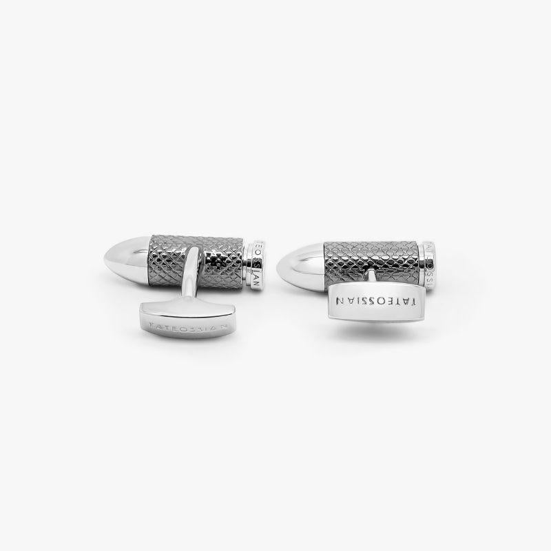 Bullet Chamber Cufflinks in Sterling Silver In New Condition For Sale In Fulham business exchange, London