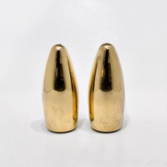 Bullet Shape Salt and Pepper Shakers in Heavy Brass from the 1970s