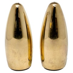 Shakers a forma di proiettile per sale e pepe in ottone pesante degli anni '70