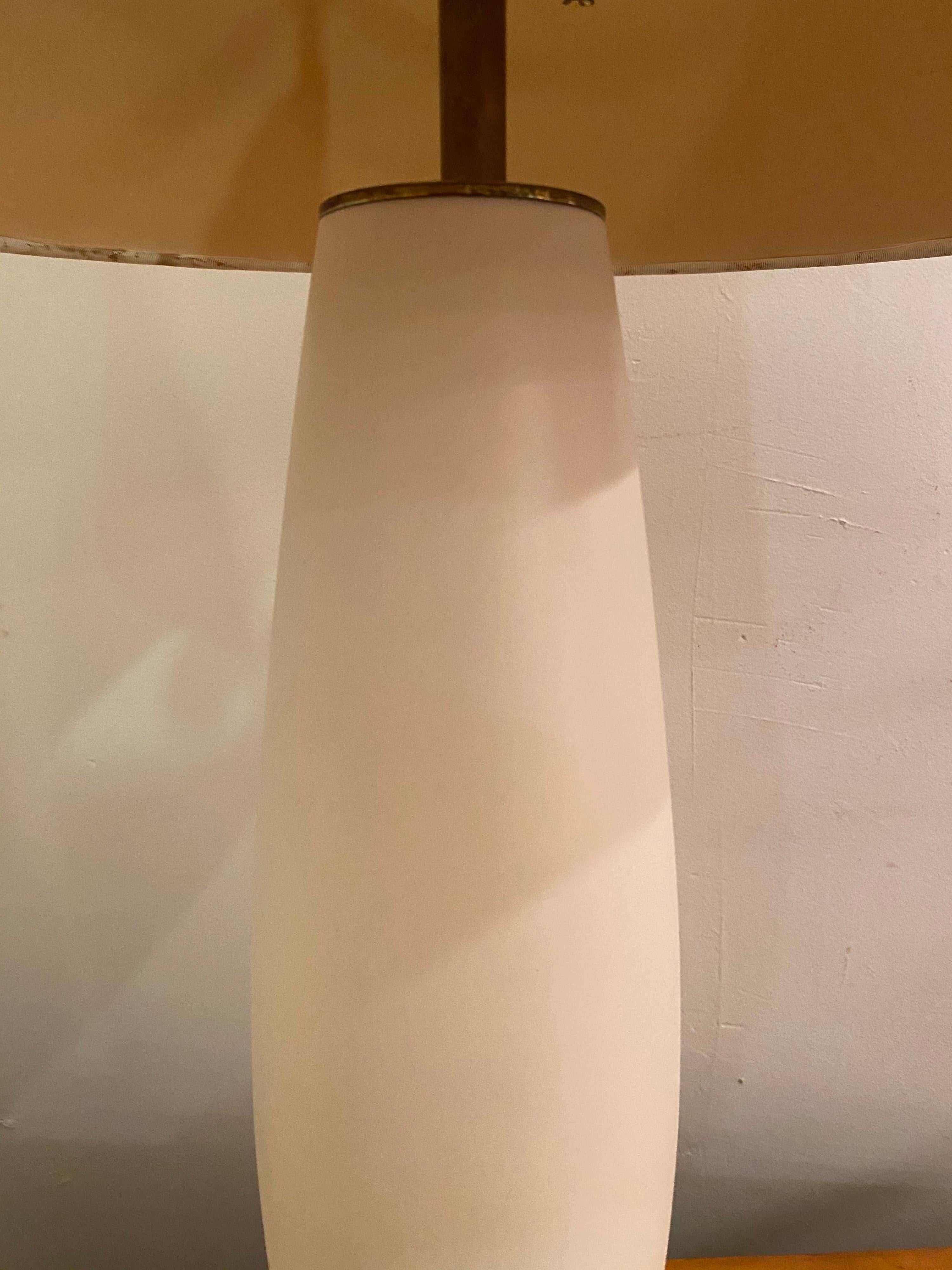 Mid-Century Modern Bullet Shaped White Painted Table Lamp