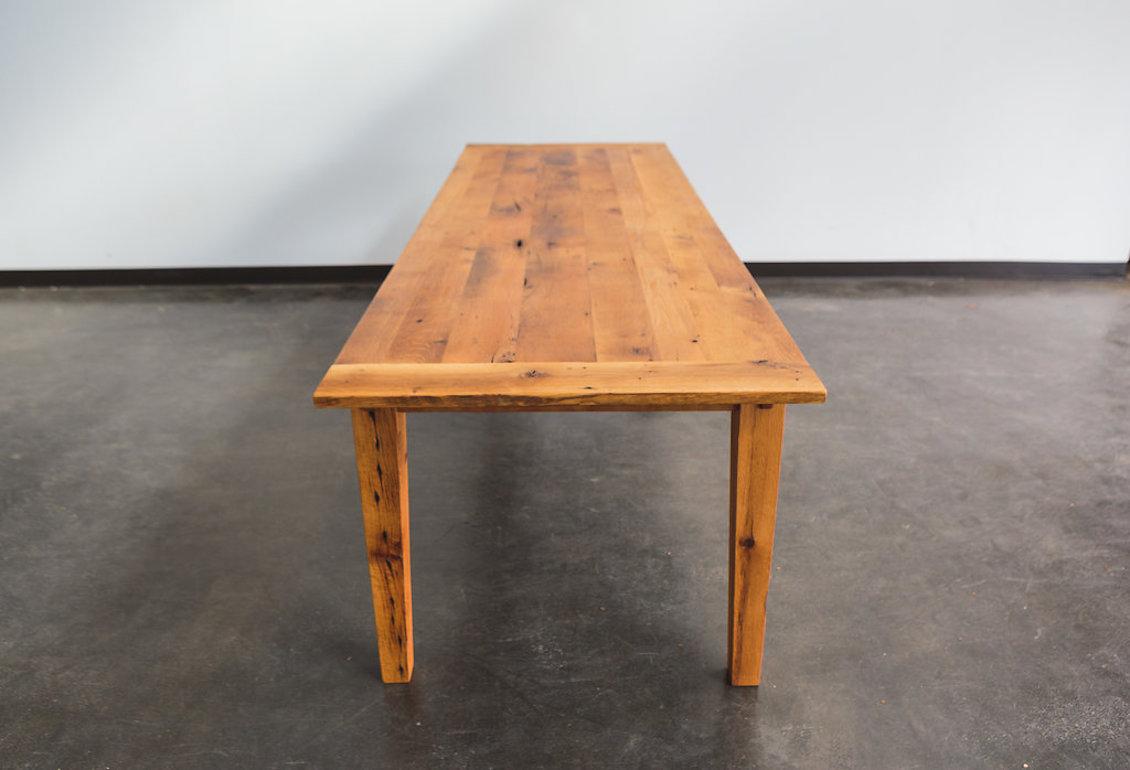 Wood Bullet Table, Country Shaker Table with Walnut and Exposed Joinery For Sale