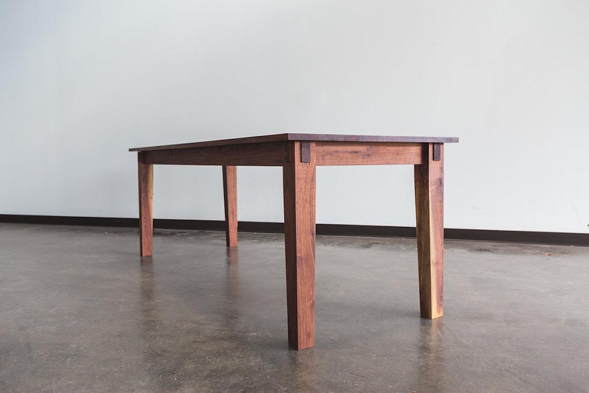 American Bullet Table, Country Shaker Table with Walnut and Exposed Joinery For Sale