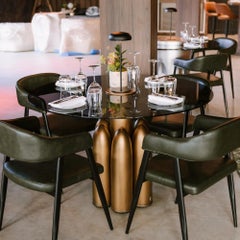 Bullets Sculptural Small Dining Table by MainGUILTY w/ Bronze Lacquer & Glass