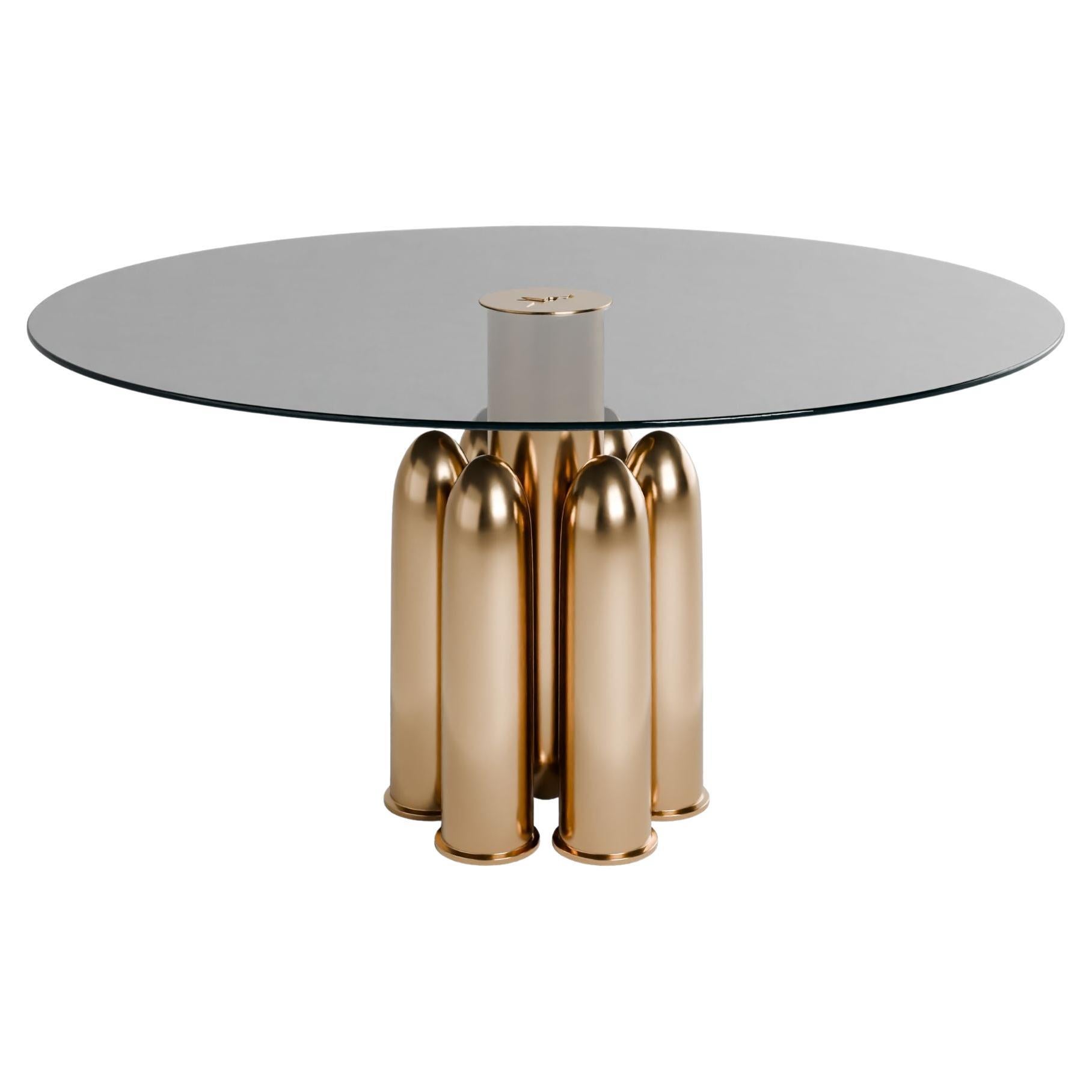 Petite table à manger sculpturale « Bullets » de MainGUILTY, en laque bronze et verre en vente