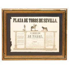 Cartel taurino. Papel impreso, enmarcado. Sevilla, España, siglo XIX