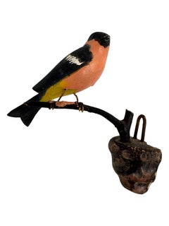 Bullfinch Bird Viechtauer Hand Carved Wood Black Forest Folk Art Austria