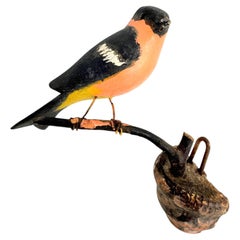 Bullfinch Bird Viechtauer Hand Carved Wood Black Forest Folk Art Austria