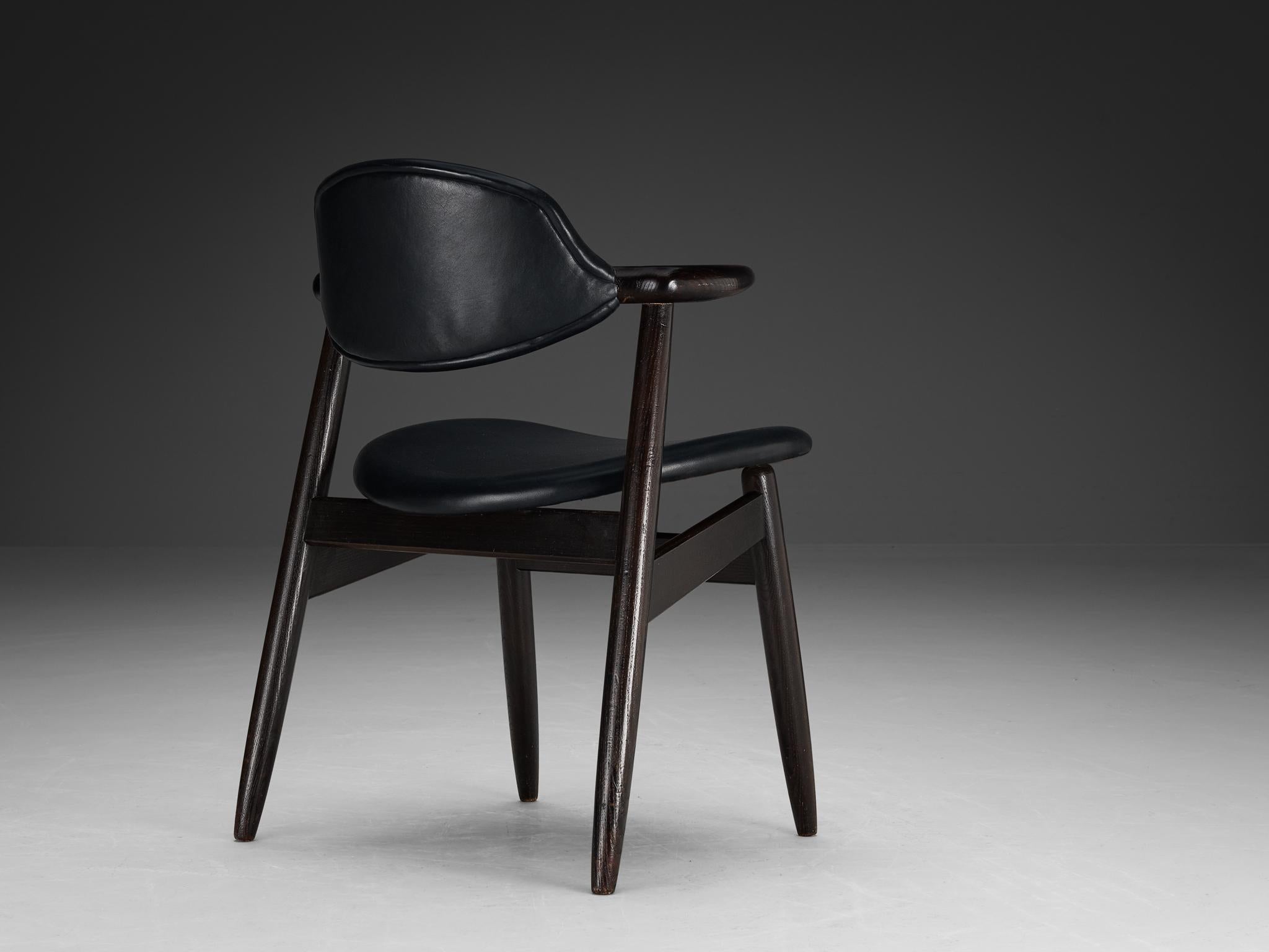 Dutch ‘Bullhorn’ Armchair in Ash and Black Upholstery  For Sale