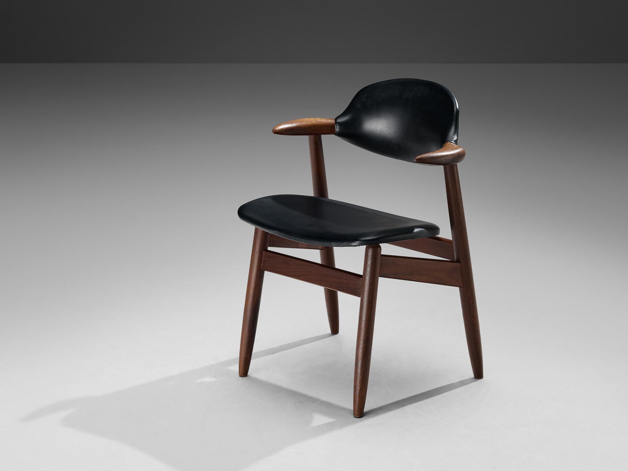 ‘Bullhorn’ Armchairs in Teak and Black Upholstery 2