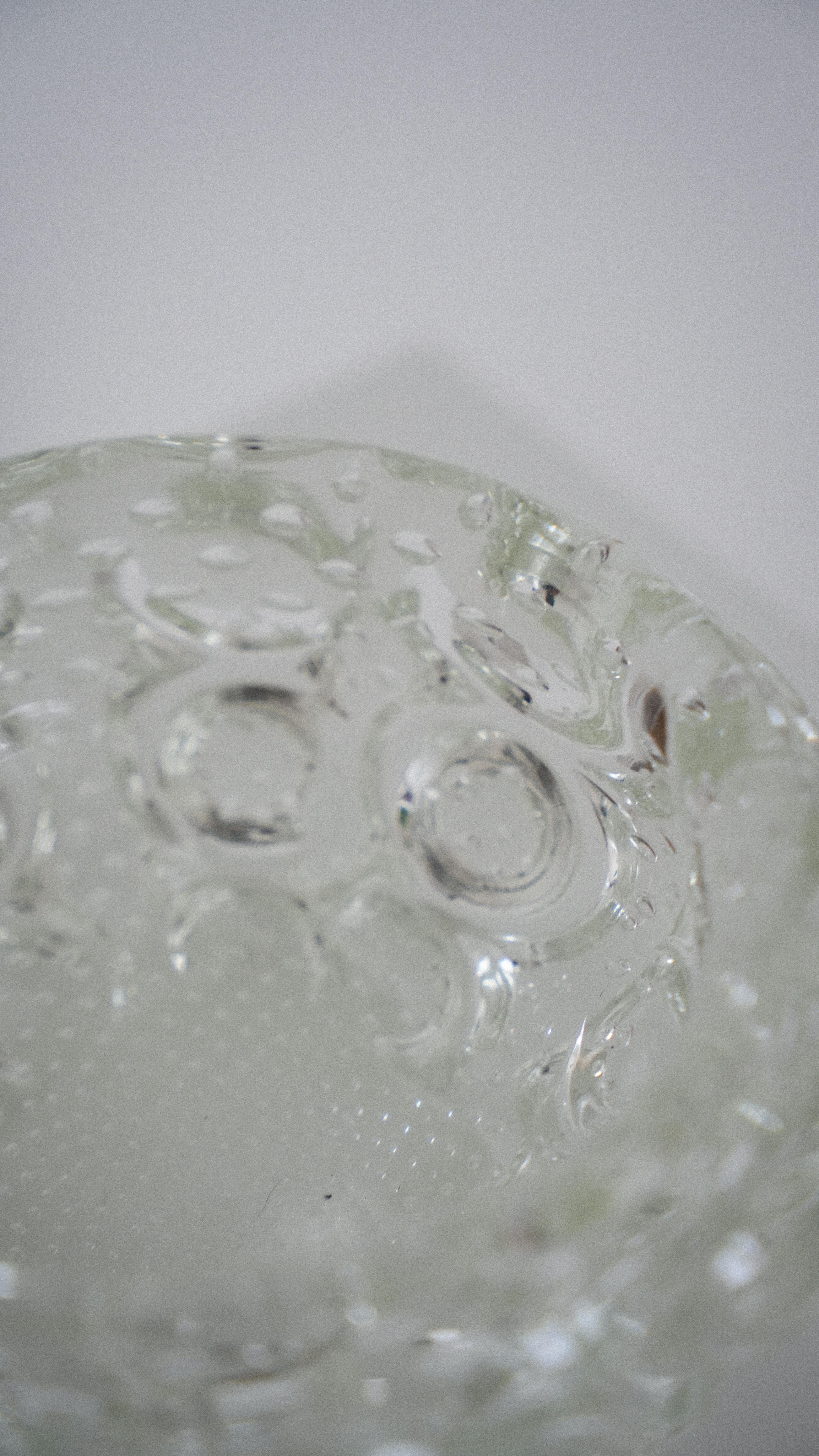 Hand-Crafted Bullicante Clear Murano Glass Bowl or Vide Poche, likely Barovier & Toso For Sale