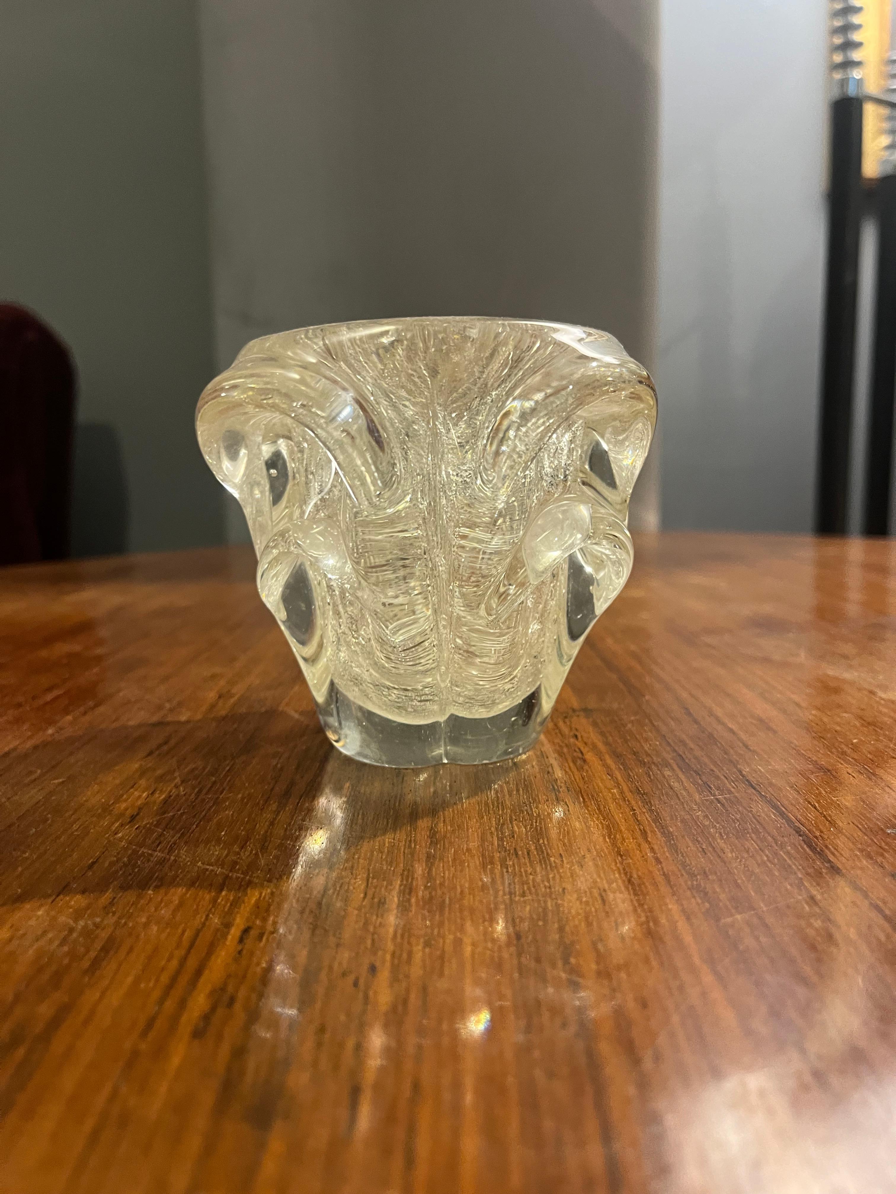 Italian bullicante vase in  Murano glass by Ercole Barovier from the 1920s in vendita