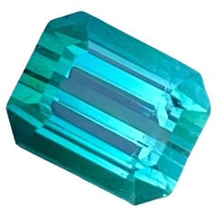 Bullish Green Loose Tourmaline 1.65 Carats Emerald Cut Natural Afghan Gemstone