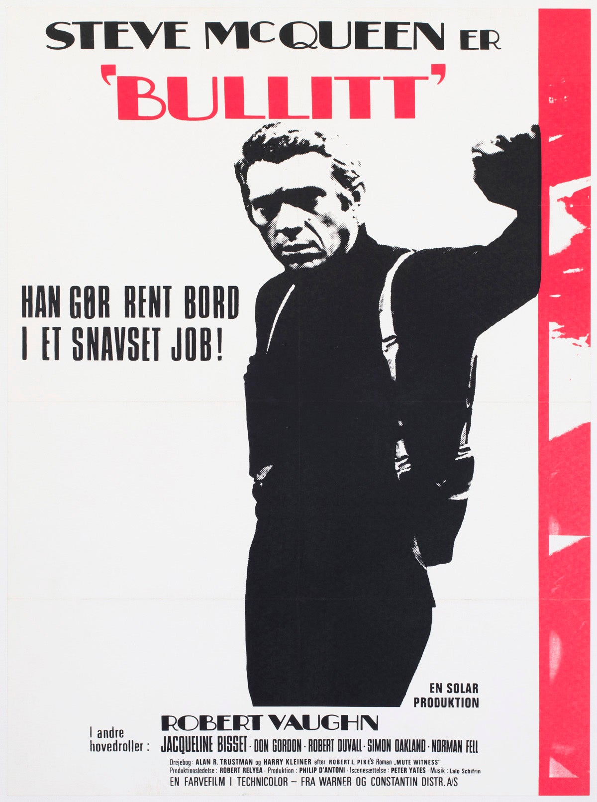Bullitt 1969 Danish 1 Sheet Film Poster For Sale