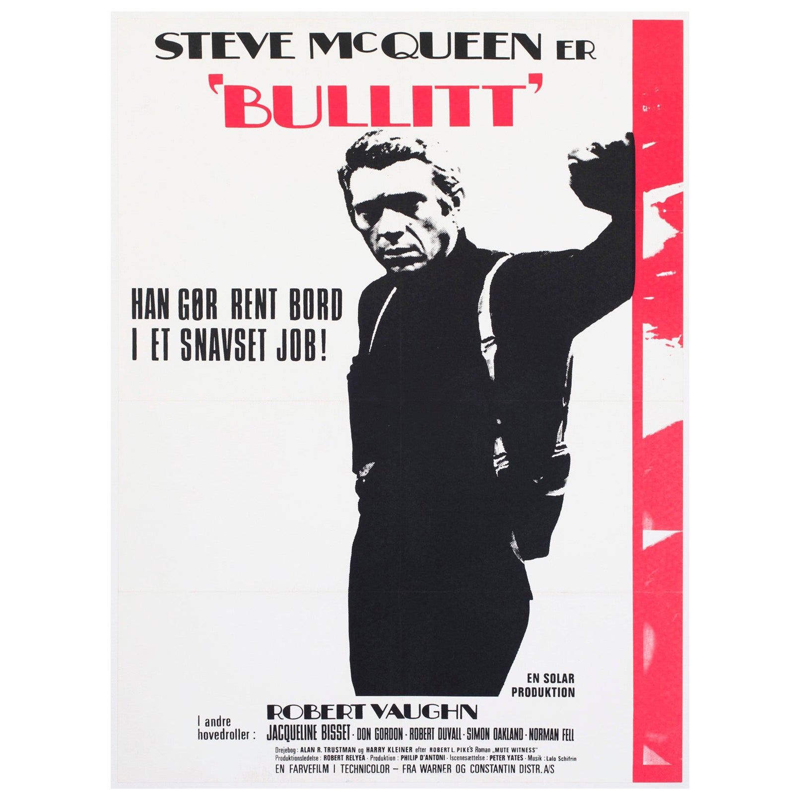 Bullitt 1969 Dänisch 1 Blatt Filmplakat