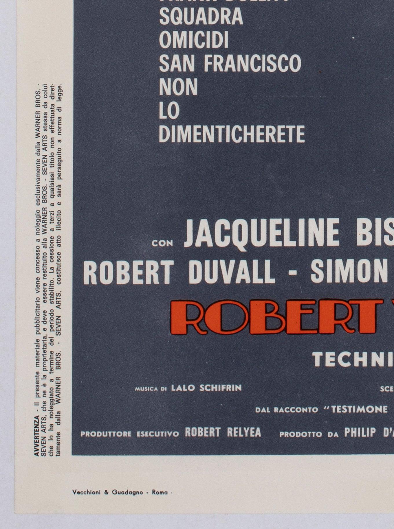 Bullitt 1969 Italian Locandina Film Poster, Renato Ferrini For Sale 2