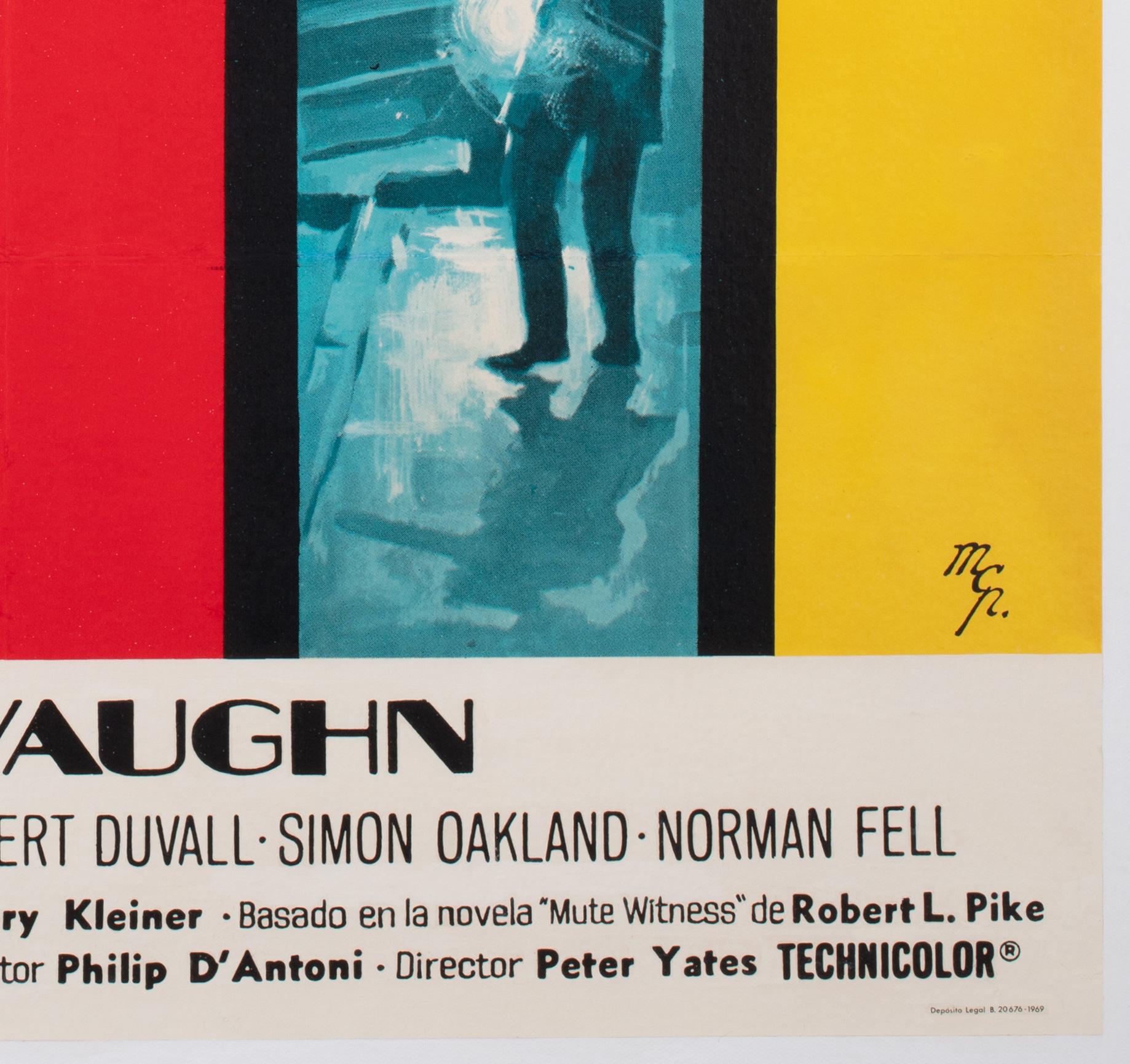 20th Century BULLITT 1969 Spanish 1 Sheet Film Movie Poster, Steve McQueen, Linen Backed
