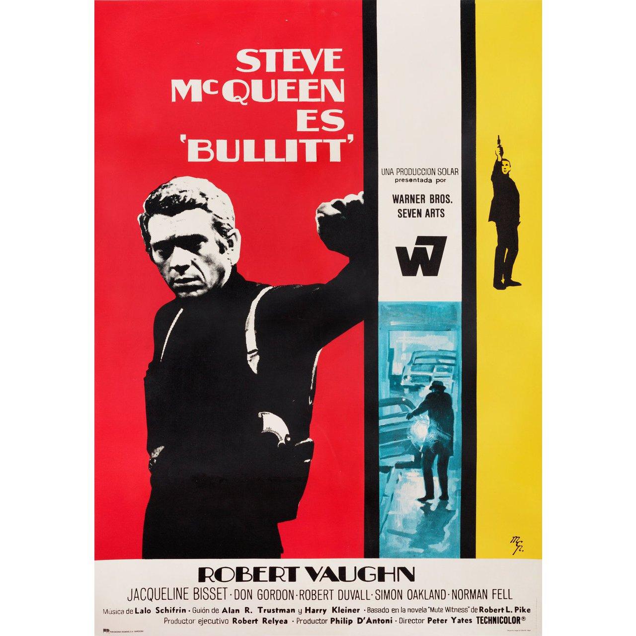 Original 1969, Spanish B1 poster by MCP for the film Bullitt directed by Peter Yates with Steve McQueen / Jacqueline Bisset / Robert Vaughn / Don Gordon. Fine condition, linen-backed. This poster has been professionally linen-backed. Please note: