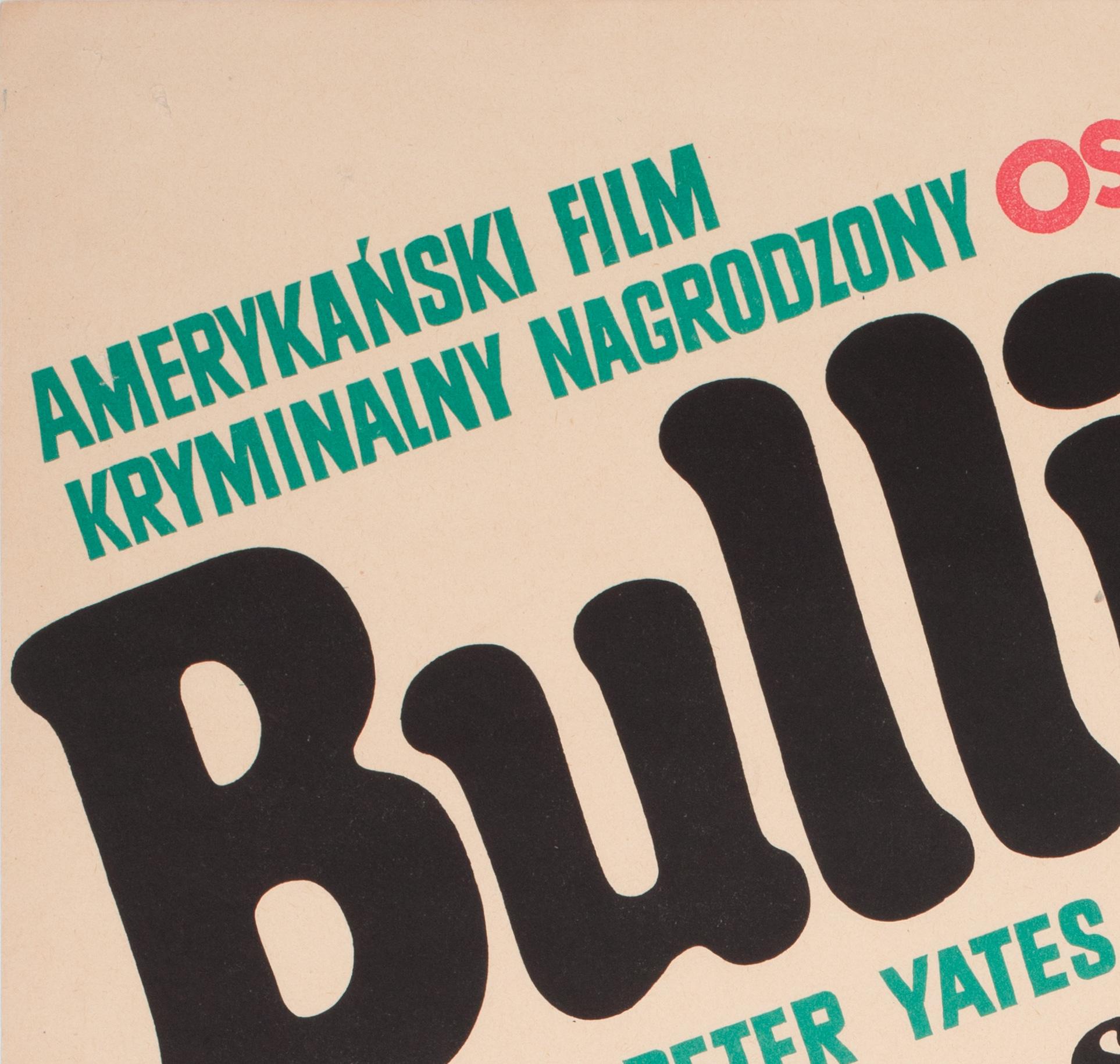 Bullitt 1971 Polish A1 Film Movie Poster, MARIAN STACHURSKI In Good Condition For Sale In Bath, Somerset