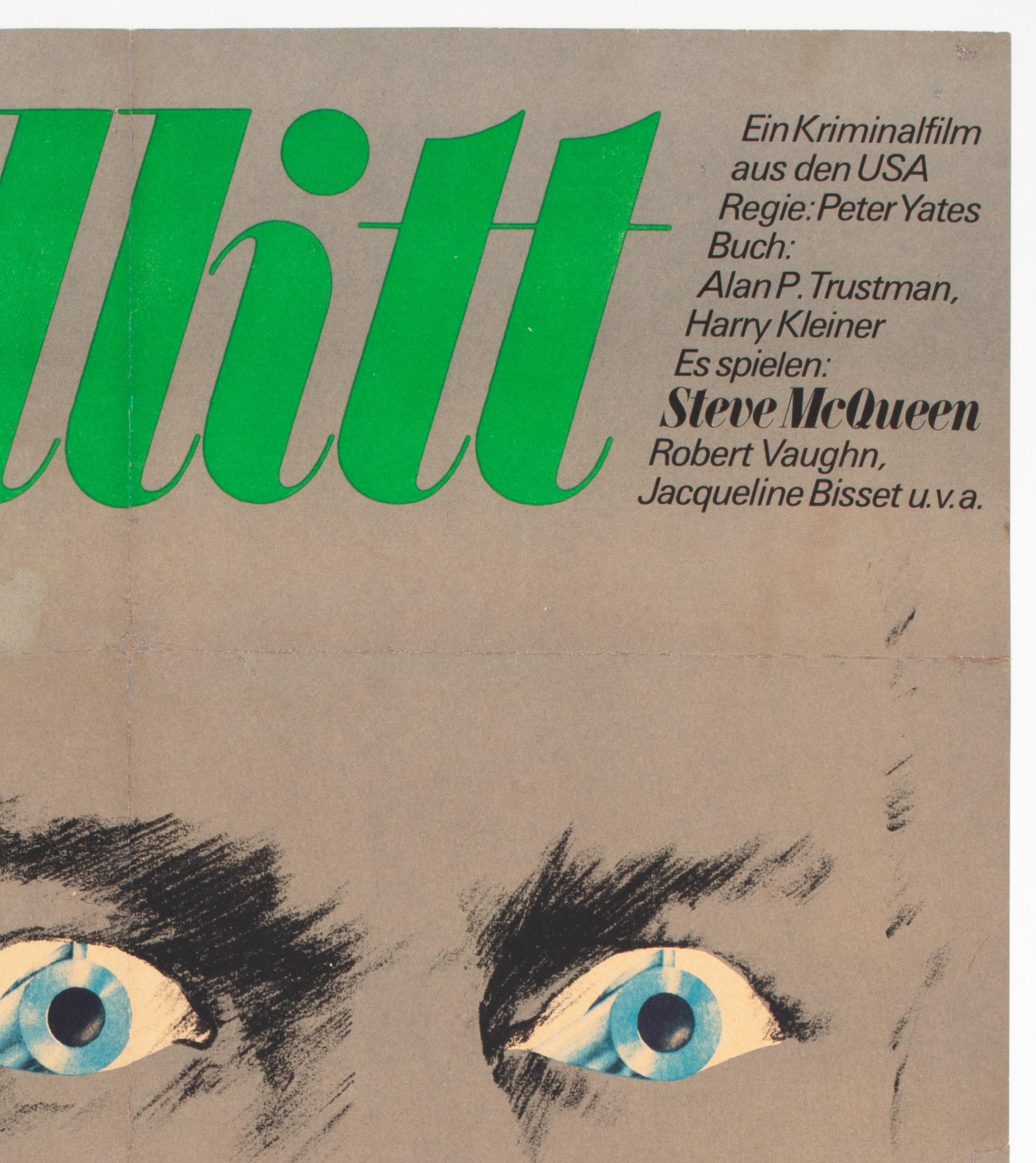 Tedesco Bullitt 1977, poster cinematografico della Germania Est, Segner, supporto in lino in vendita