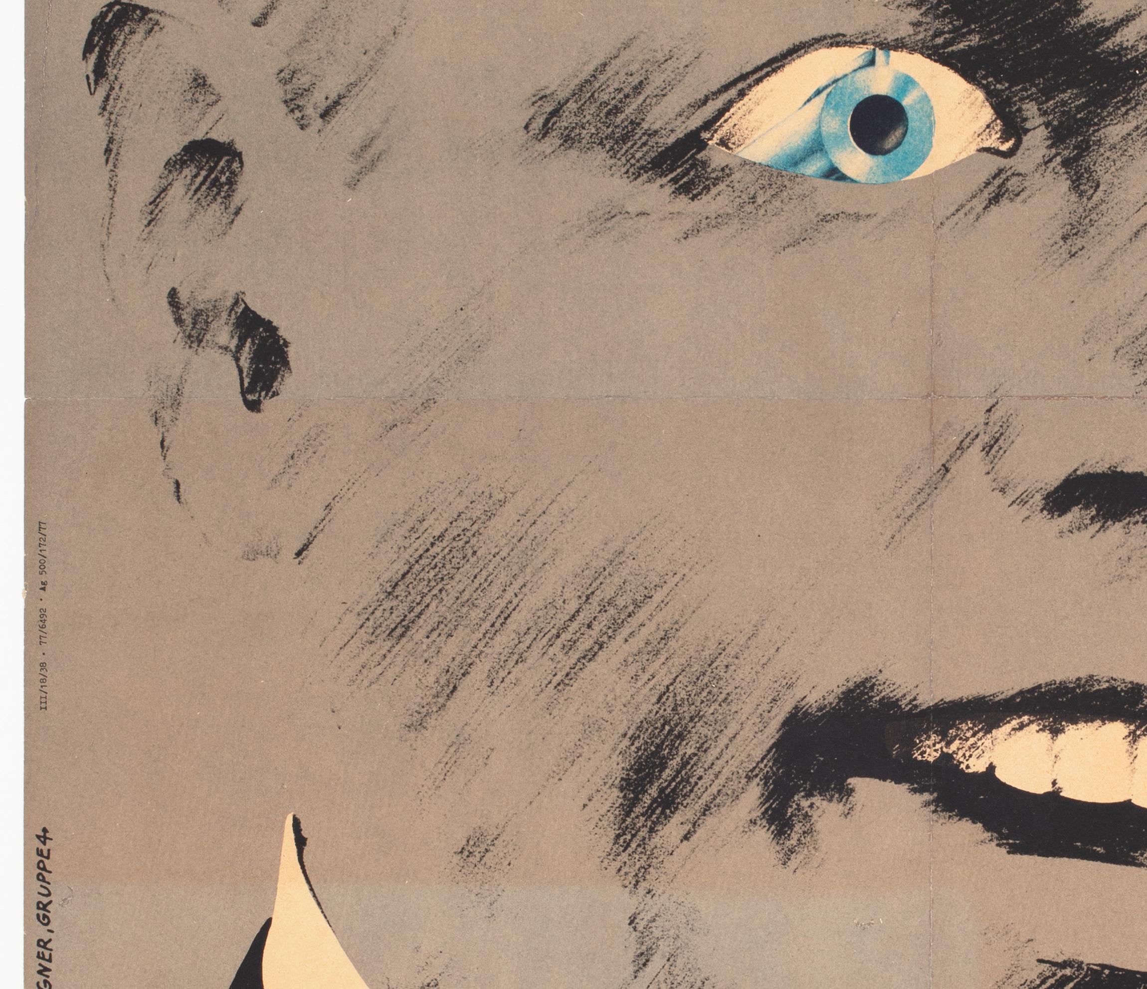 20ième siècle Affiche de l'Allemagne de l'Est du film Bullitt, 1977, Segner, support en lin en vente