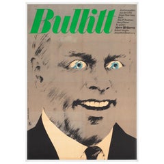 Vintage Bullitt 1977 East German Film Movie Poster, Segner, Linen Backed