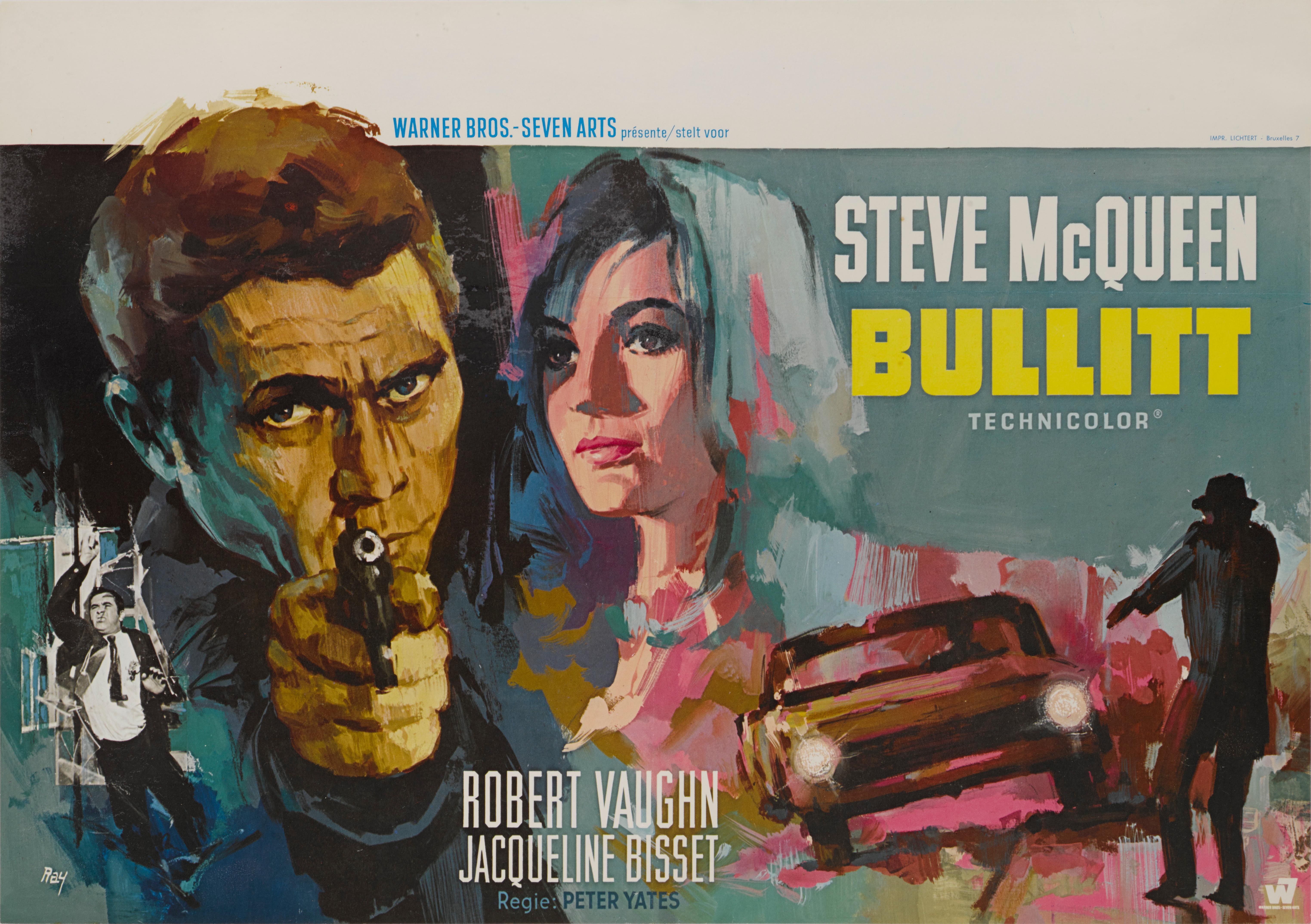Original Belgian film poster. This poster would have been used in Belgium when the film was first show.
Bullitt is undoubtedly Steve McQueen's most famous film. The artwork on this poster is unique to the films Belgium release.
This poster is