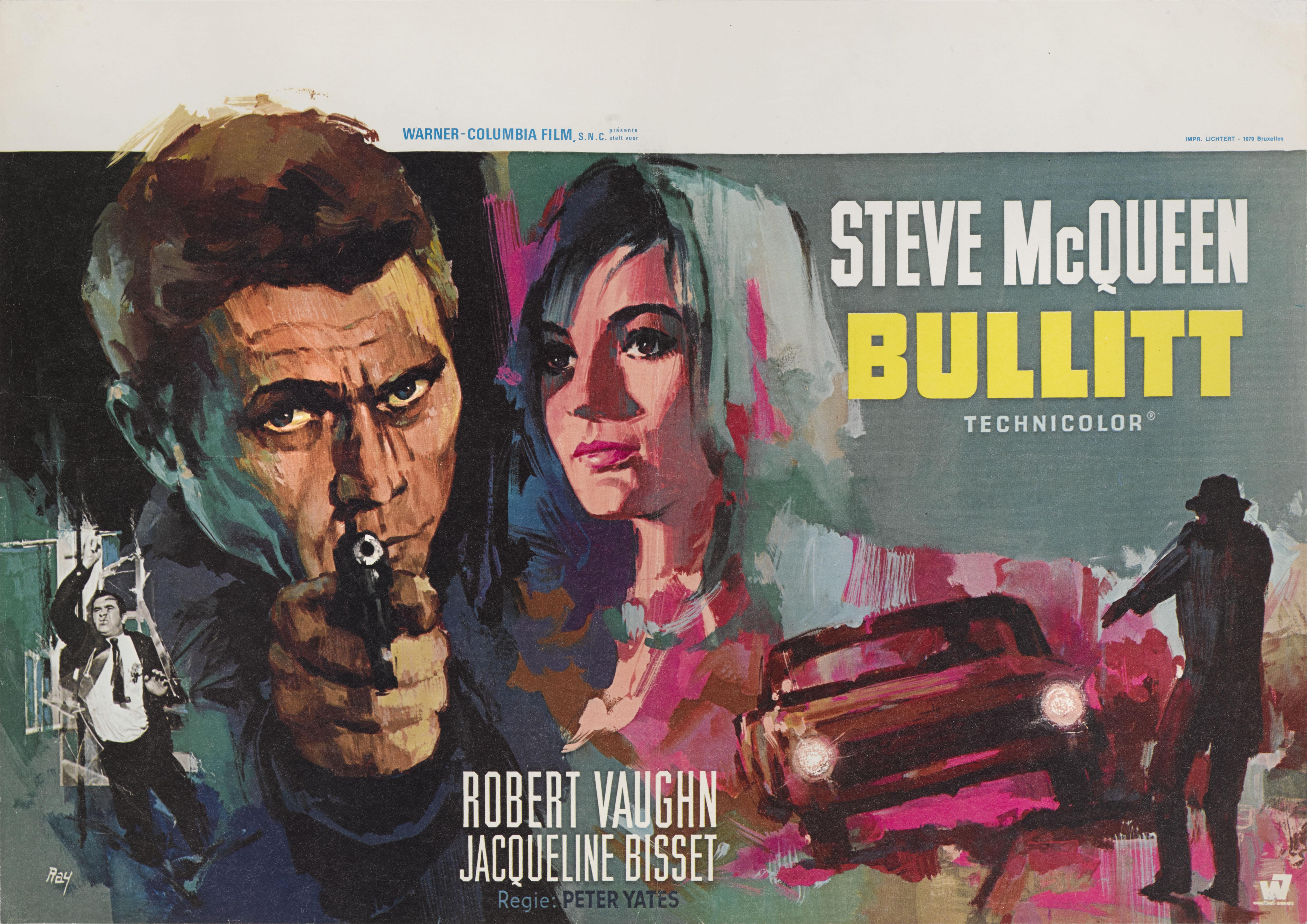 Original Belgian film poster for the action thriller directed by Peter Yates, and stars Steve McQueen, Robert Vaughn and Jacqueline Bisset. It is undoubtedly Steve McQueen's most famous role, where he plays San Francisco Police Lieutenant Frank