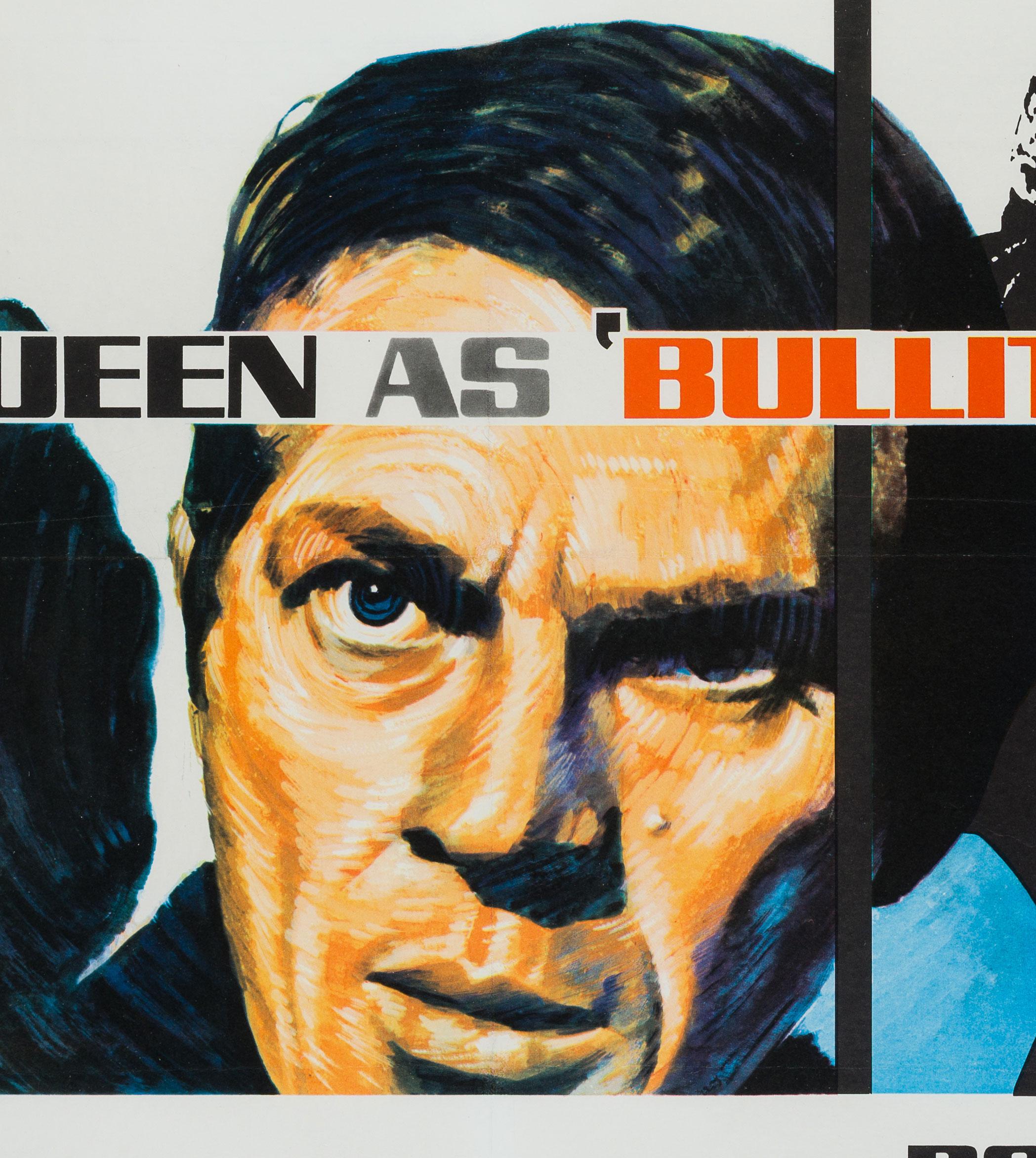 20ième siècle Affiche britannique d'origine du film Bullitt:: Tom Chantrell:: 1968