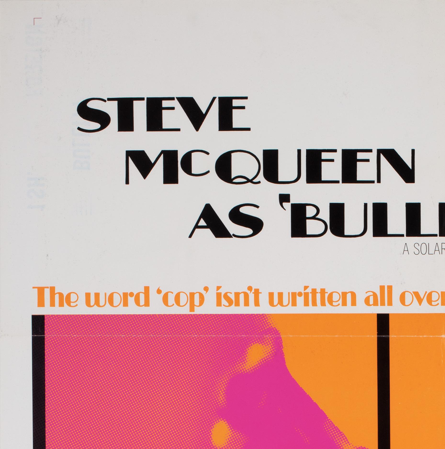 American BULLITT Original US Film Movie Poster, International 1968, Steve McQueen For Sale