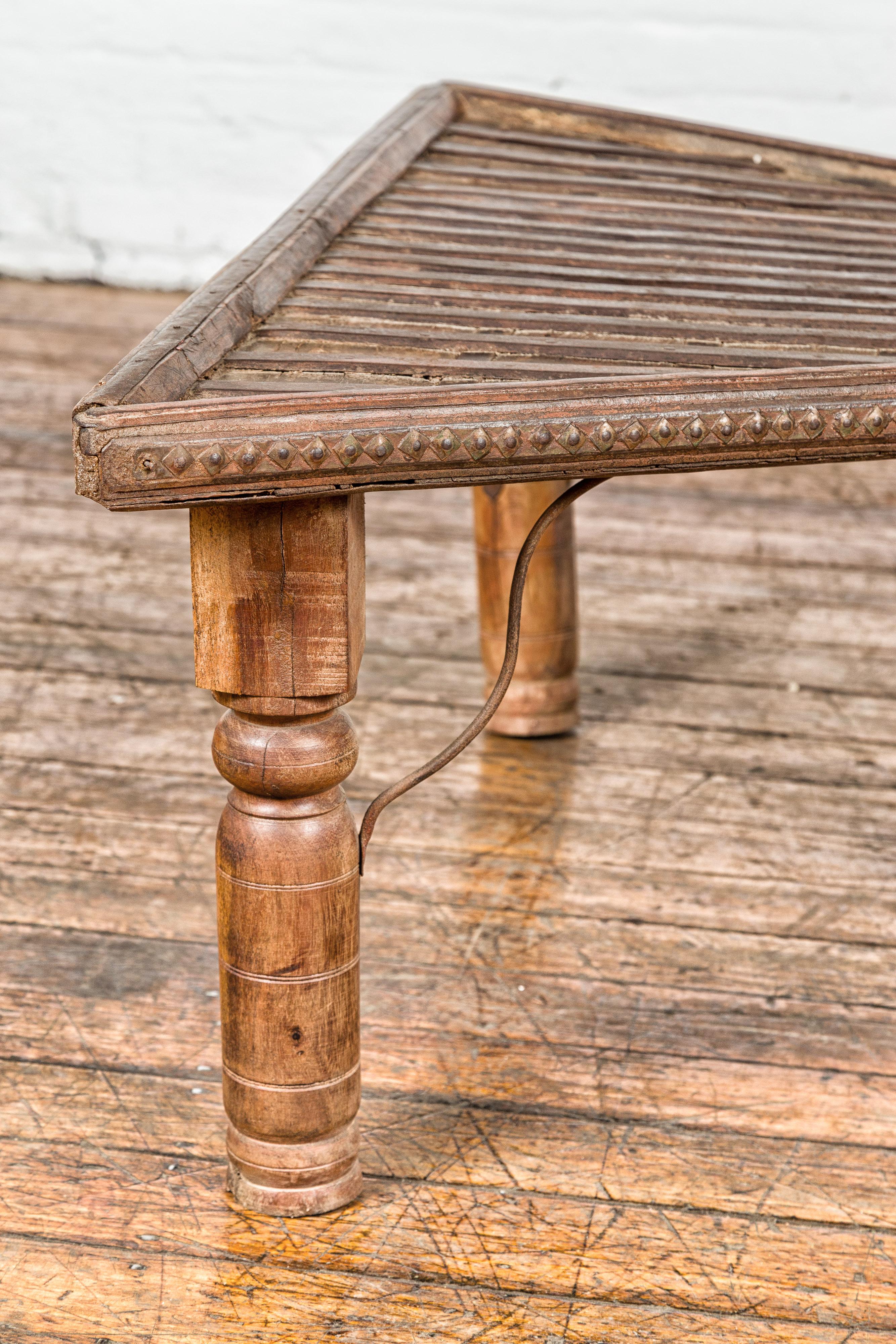 Bullock Cart Rustic Coffee Table with Twisted Iron Stretchers, 19th Century For Sale 6