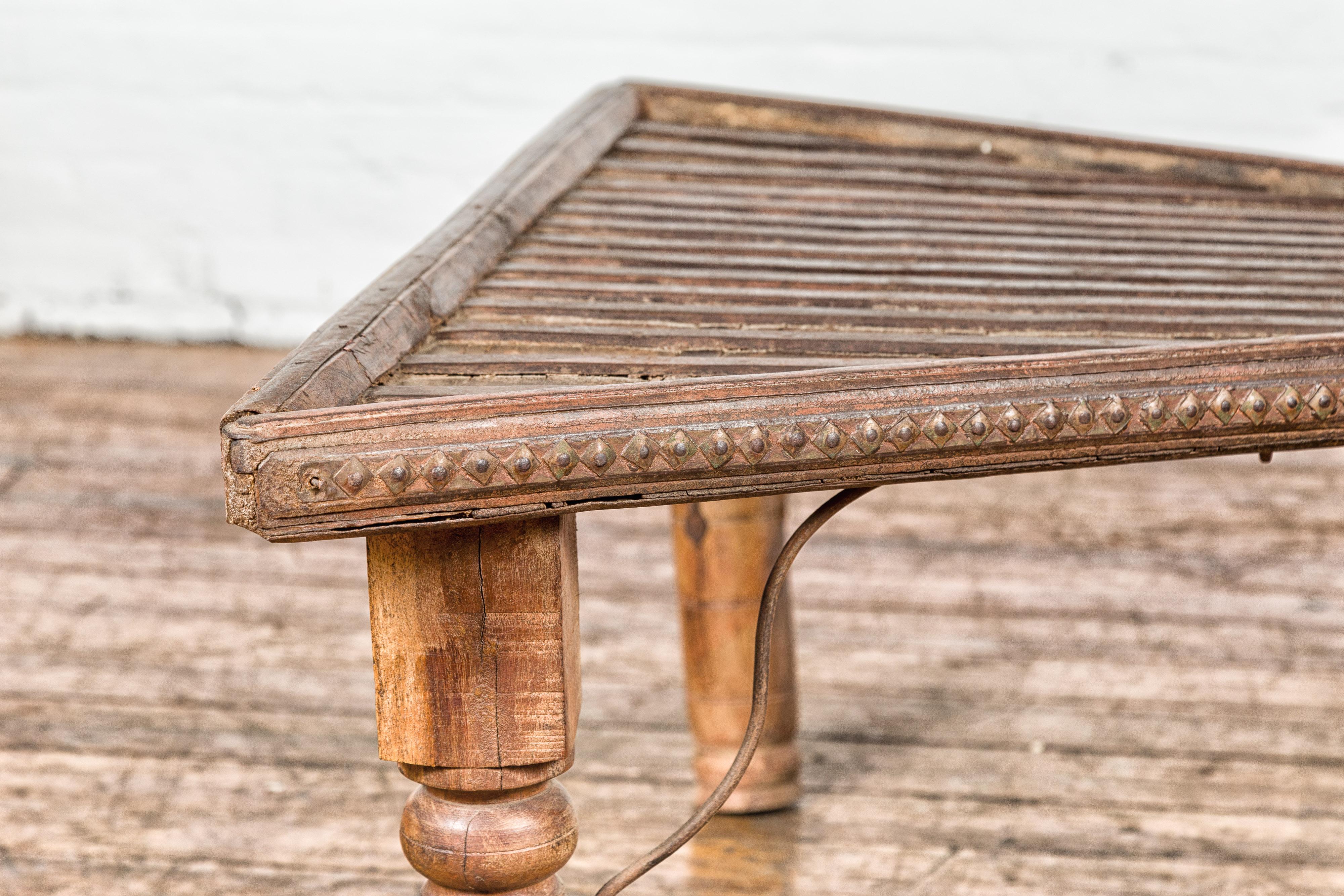 Bullock Cart Rustic Coffee Table with Twisted Iron Stretchers, 19th Century For Sale 7