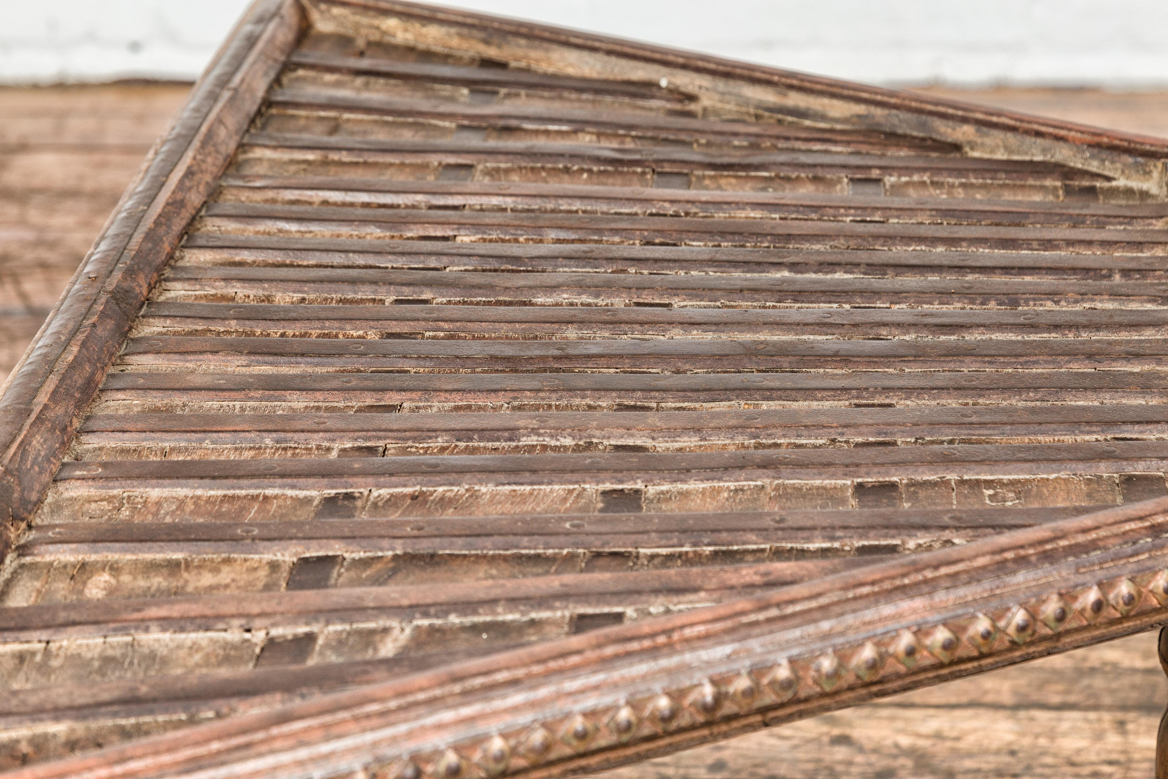 Bullock Cart Rustic Coffee Table with Twisted Iron Stretchers, 19th Century For Sale 8