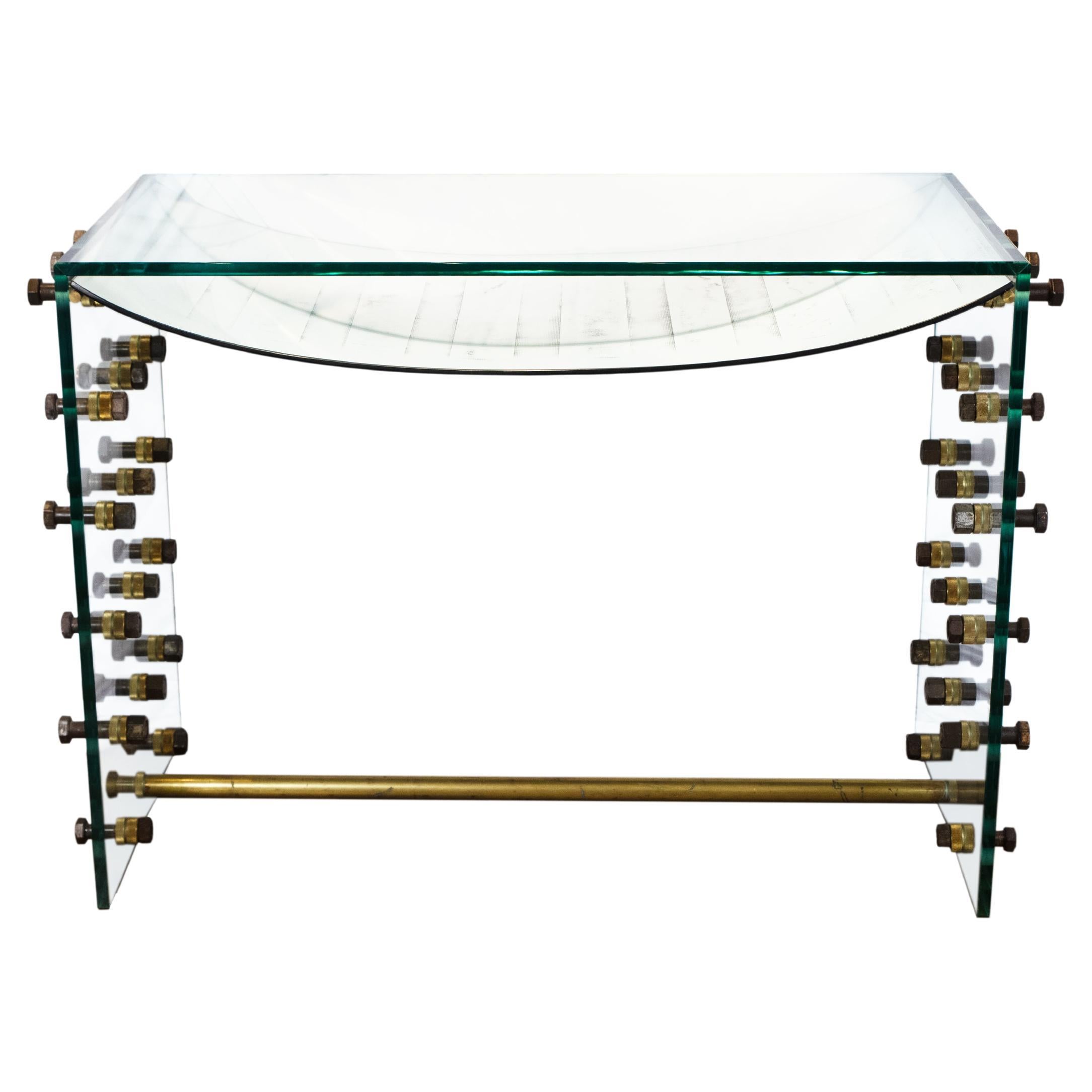 Bulloni Glass Console / Writing Desk by Roberto Giulio Rida 
Morgan Rida, Italy in vendita