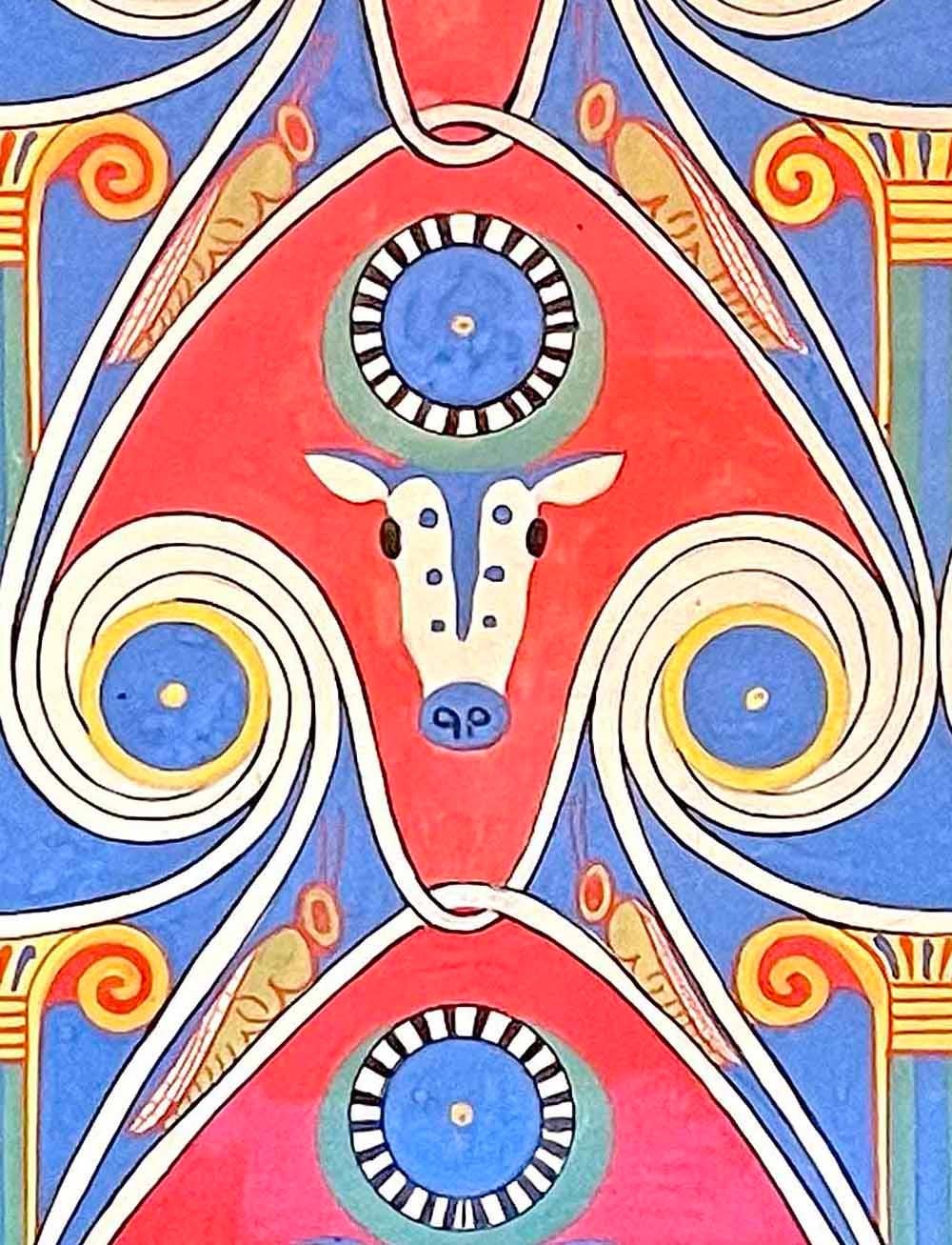 Français « Bulls and Grasshoppers », peinture Art déco originale pour conception de papiers peints, années 1920 en vente