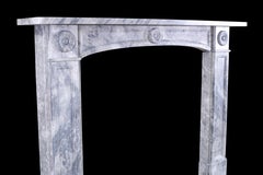 Bullseye Georgian Carved Centre Plaque Fireplace Grey Bardiglio Marble