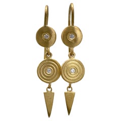 "Bullseye Point" Dangle Earrings by Eytan Brandes in 18K Gold with Diamonds