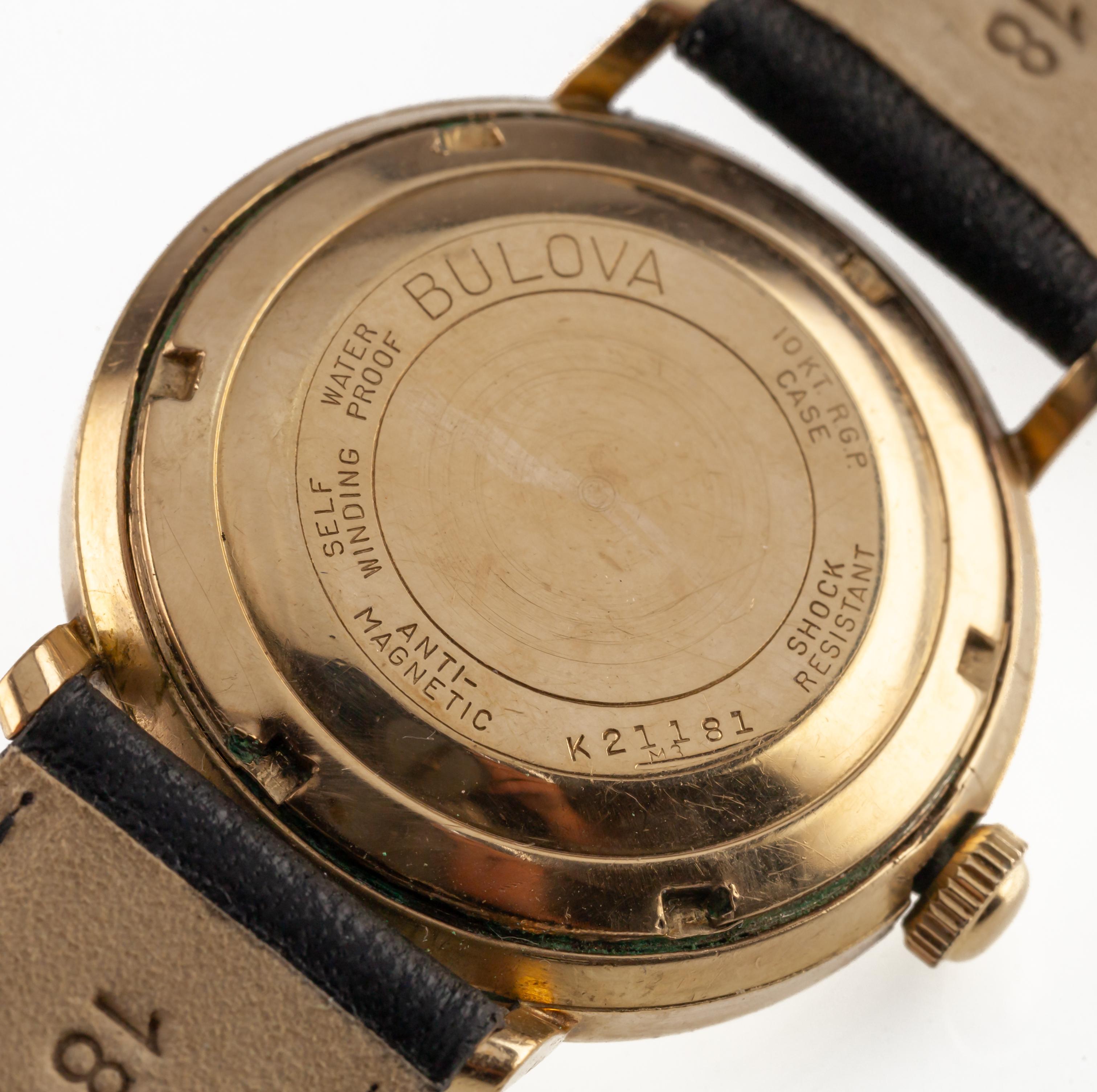 Bulova 10k Yellow Gold Filled Self-Winding Men's Watch w/ Date K21181 For Sale 3