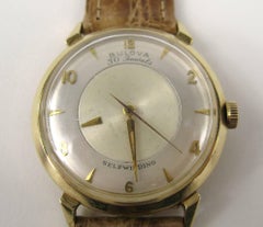 Bulova 14 Karat Yellow Gold Mystery Self Winding Men's Wristwatch, 1958