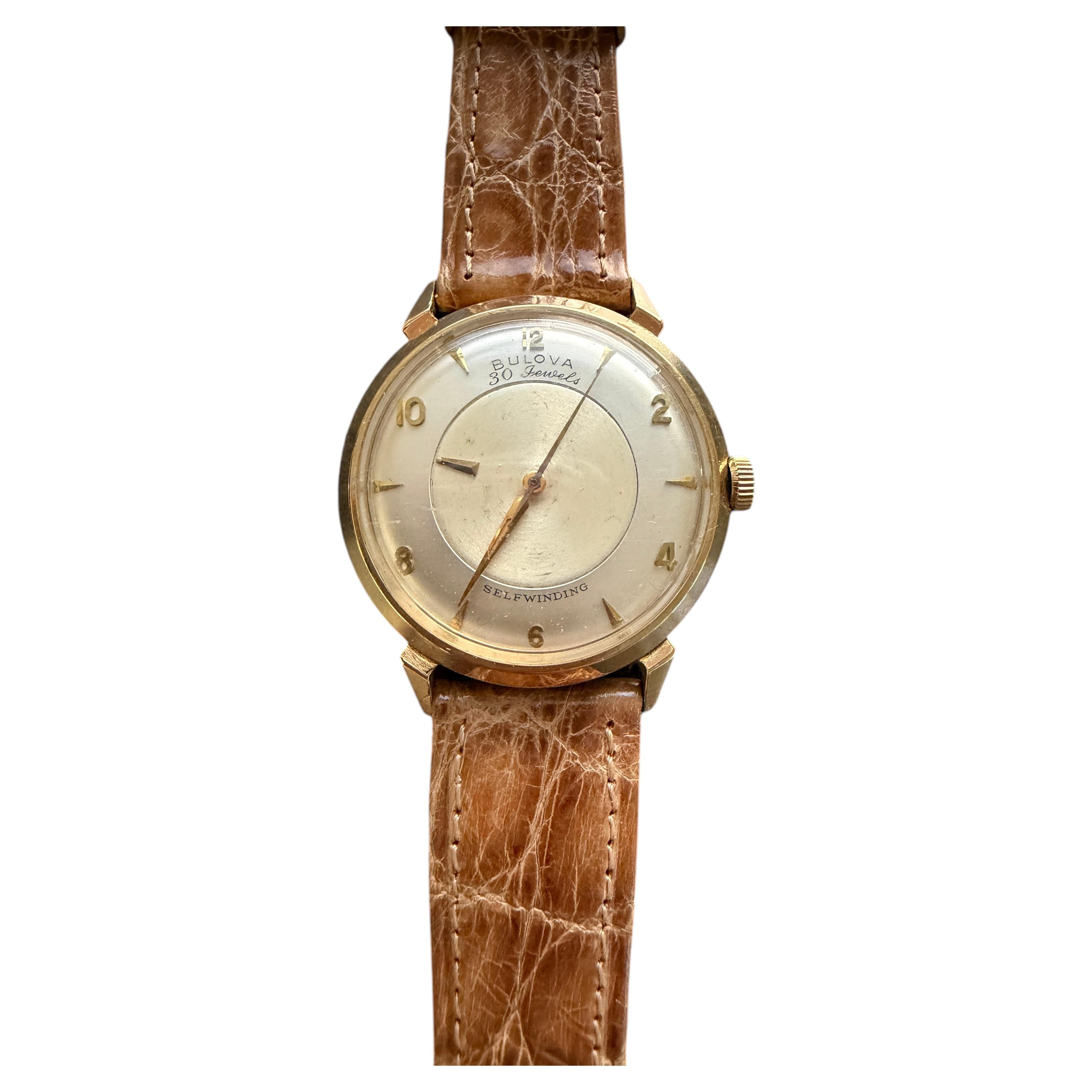 Bulova 14 Karat Yellow Gold Mystery Self Winding Men's Wristwatch