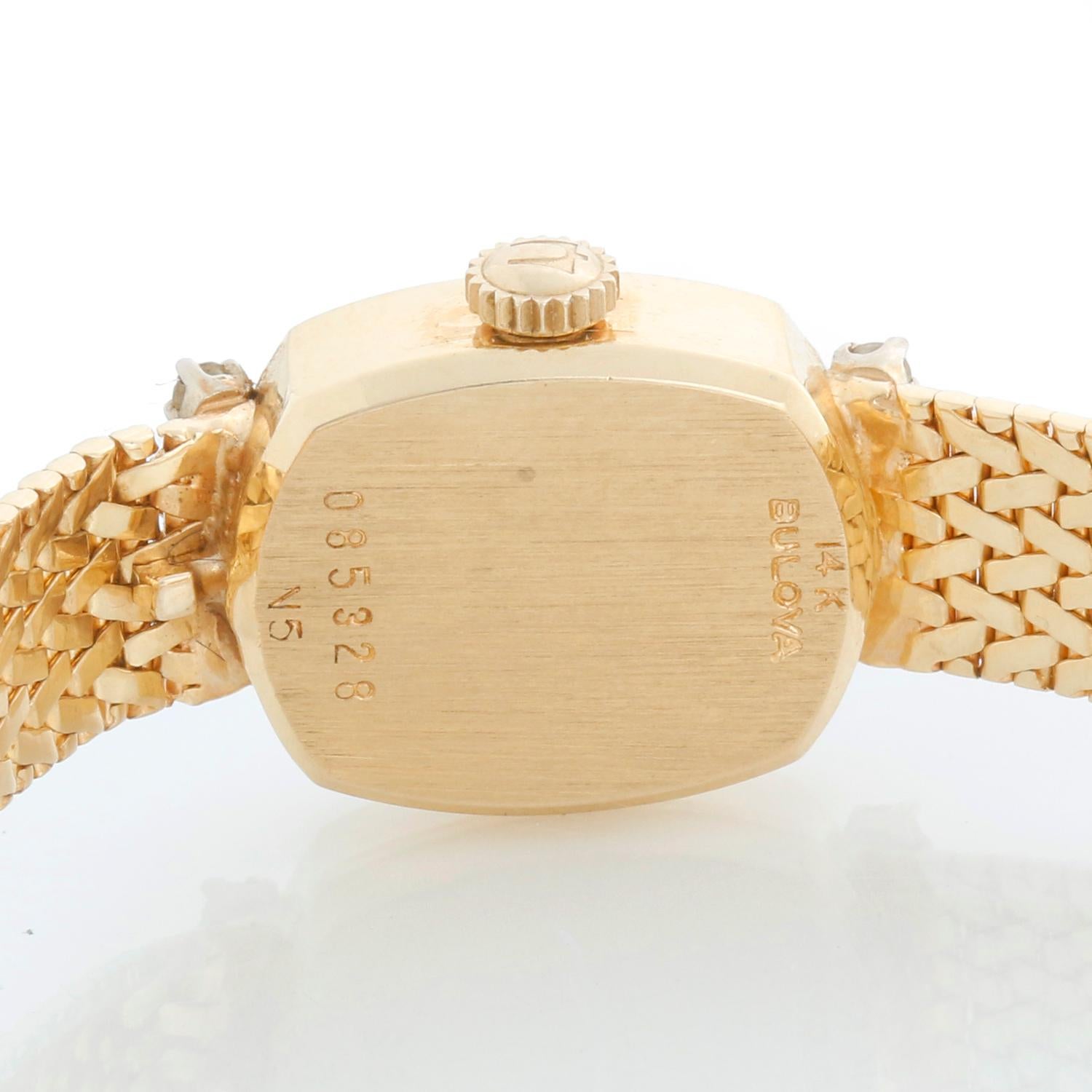 Bulova 14K Yellow Gold Diamond Ladies Manual Winding Watch Mint Condition For Sale 1