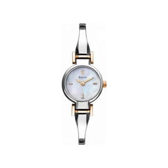 Bulova MOP Dial Two Tone Steel Quartz Ladies Bangle Watch 98L156
