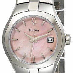 Bulova Stainless Steel Pink MOP Dial Ladies Quartz Watch 96M101