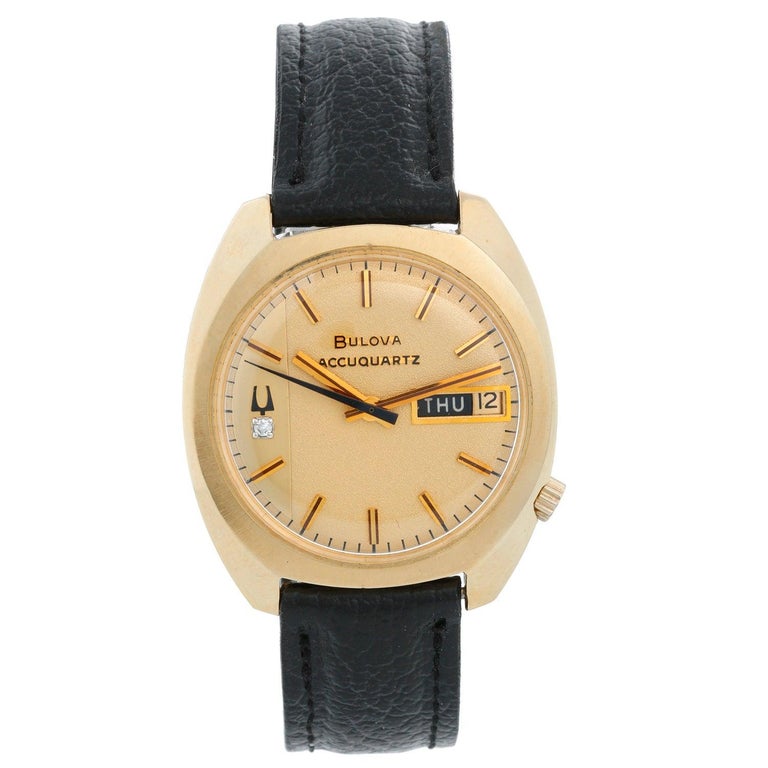 Bulova Accuquartz 14 Karat Yellow Gold Men's Watch at 1stDibs bulova